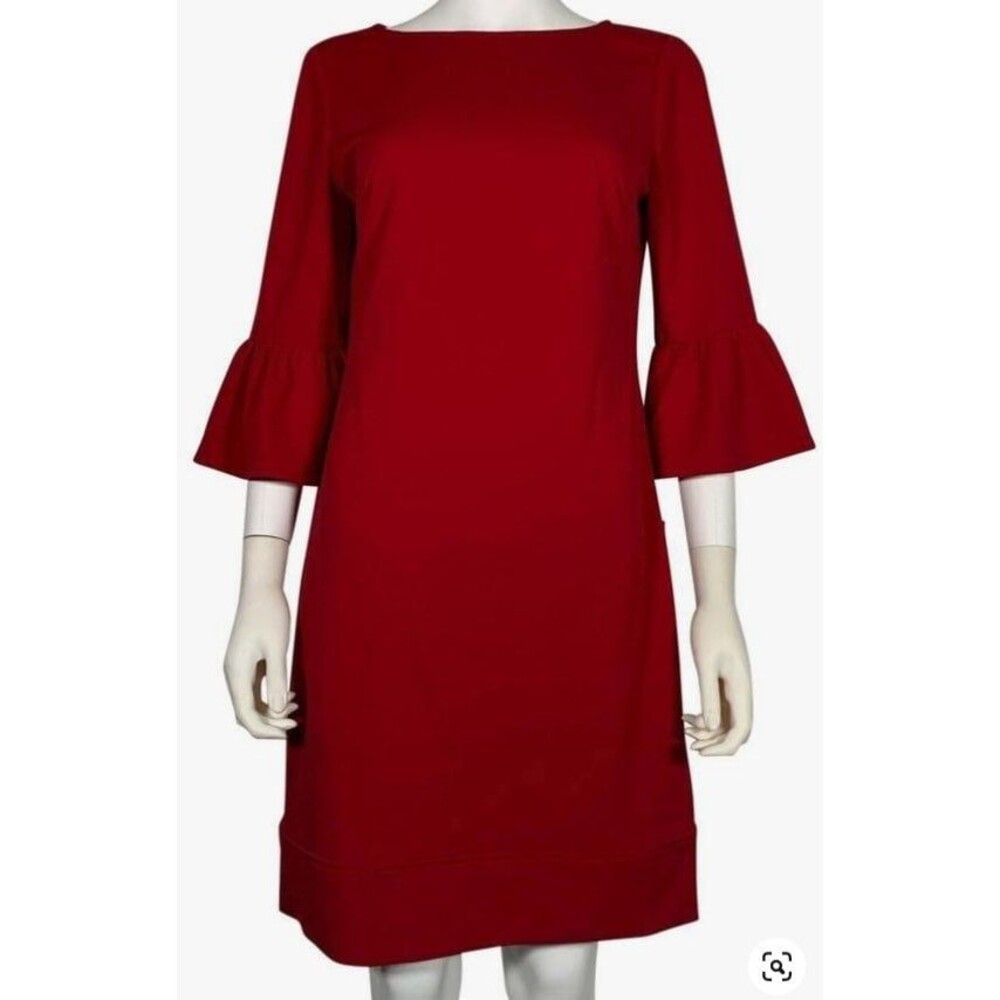 XL,Women's Ponte Ruffle Sleeve Dress